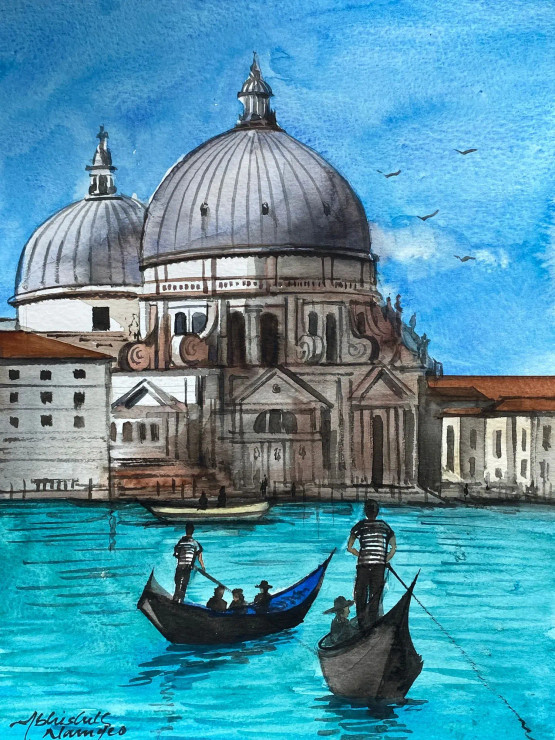 Venice (ART-3512-101449) - Handpainted Art Painting - 8in X 11in