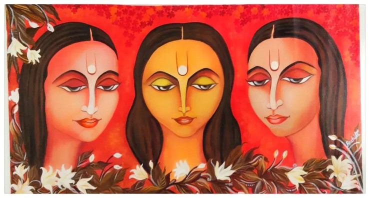 Vaishnavi (ART-7440-101469) - Handpainted Art Painting - 32 in X 18in