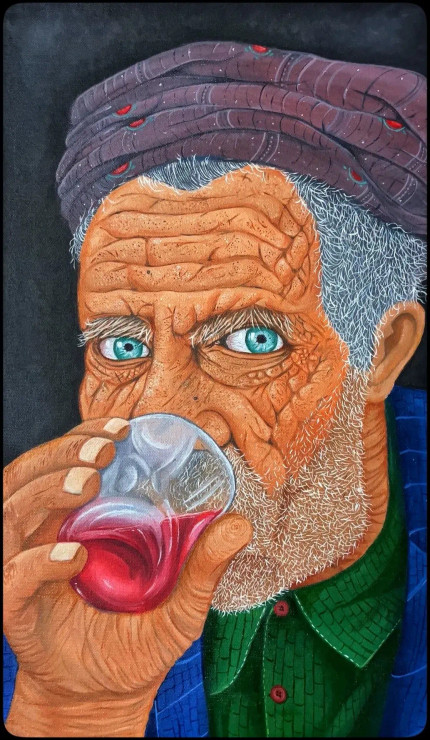 Last Sip (ART-15348-101422) - Handpainted Art Painting - 16in X 28in