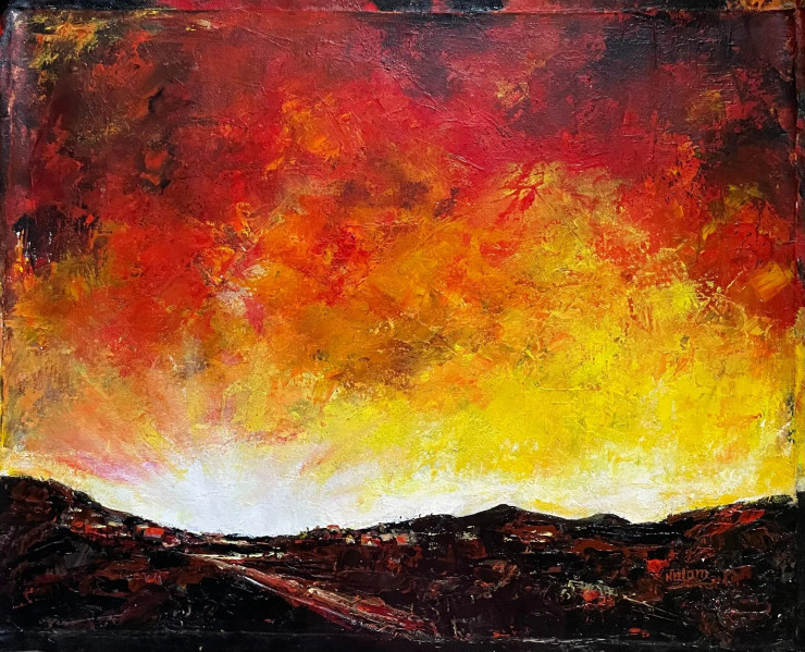 Abstract Landscape (ART-1842-101423) - Handpainted Art Painting - 27 in X 21in