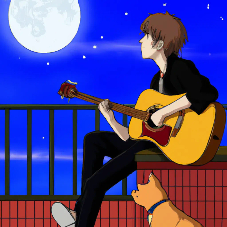 Night Light Guitar (PRT-15395-101524) - Canvas Art Print - 12in X 12in