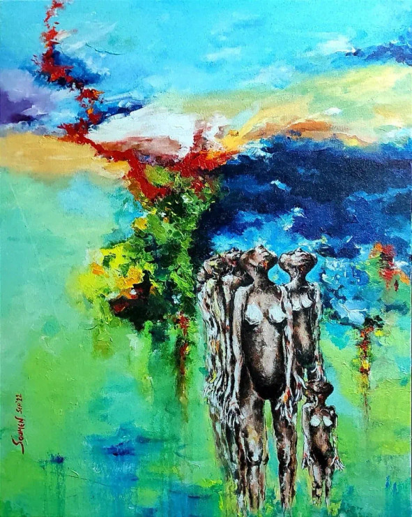 SOUL OF SALVATION (ART-15231-101642) - Handpainted Art Painting - 24 in X 30in