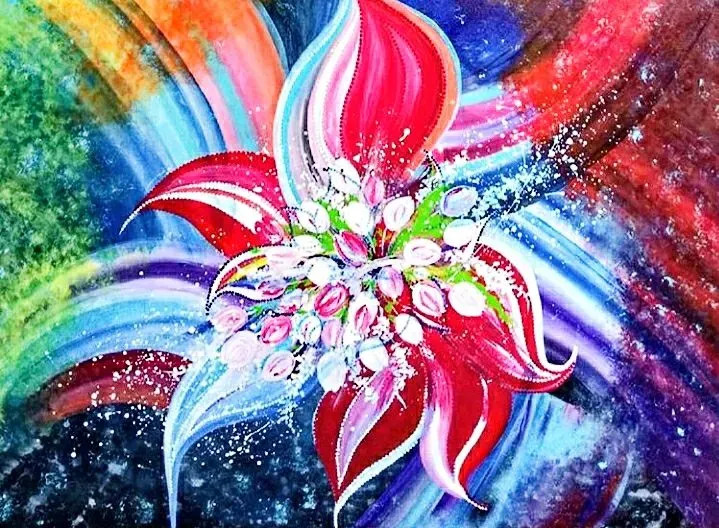 Flowers Frame (ART-15436-101764) - Handpainted Art Painting - 40 in X 30in
