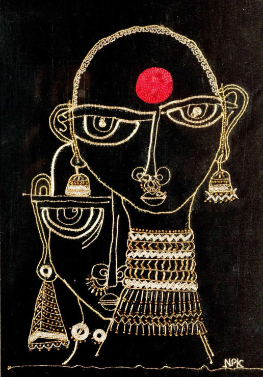 Bindi (ART-5978-101824) - Handpainted Art Painting - 9in X 12in