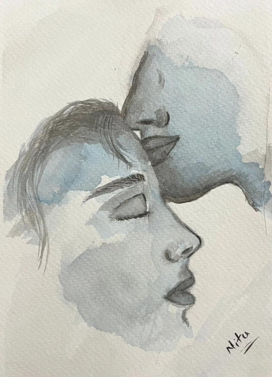 Love (ART-15407-101773) - Handpainted Art Painting - 6 in X 8in