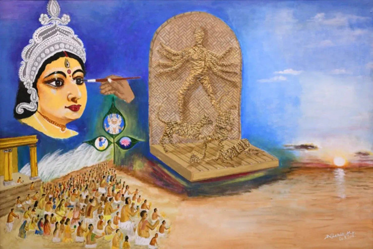 TARPAN (ART-15427-101853) - Handpainted Art Painting - 36 in X 24in