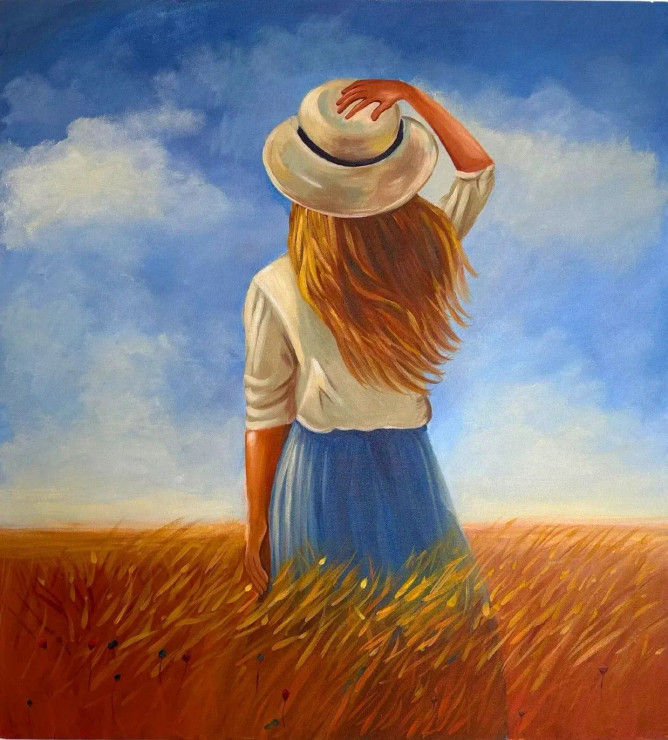 Meadow Whispers (ART-15302-101789) - Handpainted Art Painting - 36 in X 40in