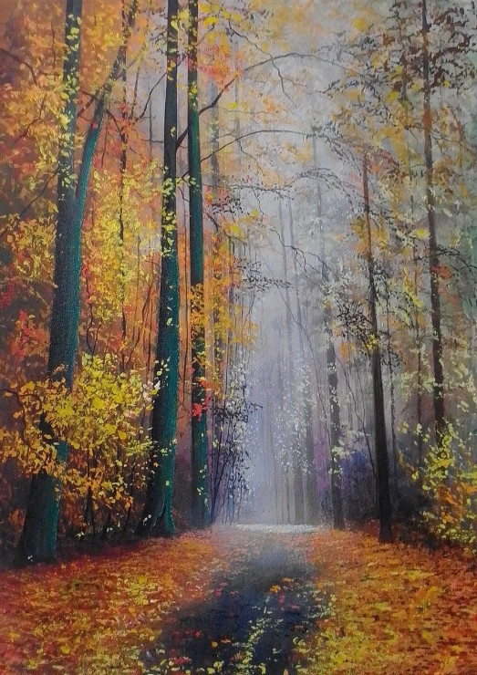Road  Of Thoughts (ART-5868-101980) - Handpainted Art Painting - 23in X 35in