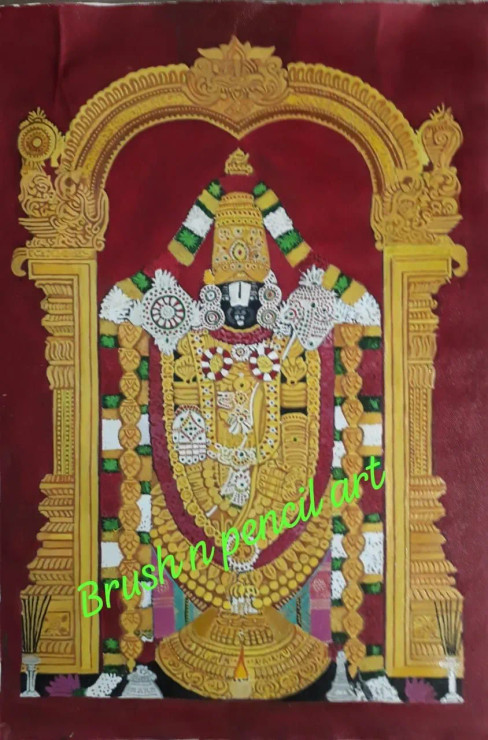 Lord Balaji (ART-15048-101966) - Handpainted Art Painting - 18in X 24in