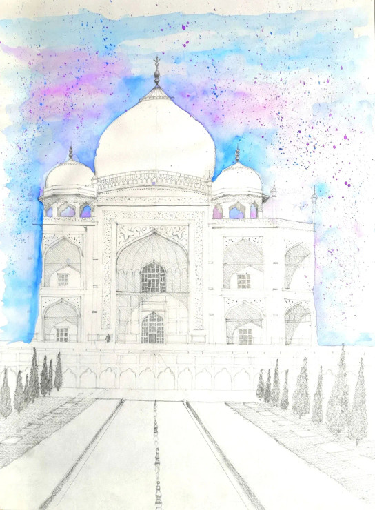 The Taj Mahal (PRT-7784-102022) - Canvas Art Print - 35in X 48in