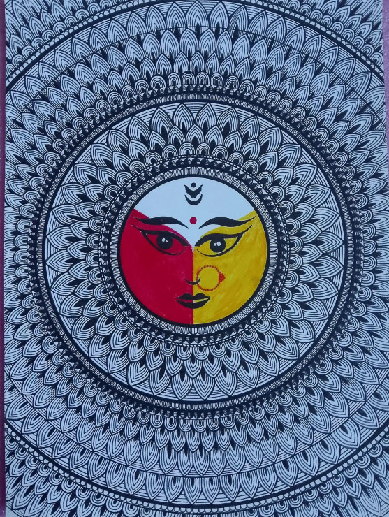 Maa (ART-15515-102103) - Handpainted Art Painting - 8in X 11in