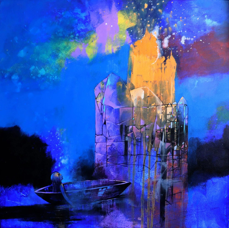 Visit (ART-15533-102095) - Handpainted Art Painting - 24in X 24in