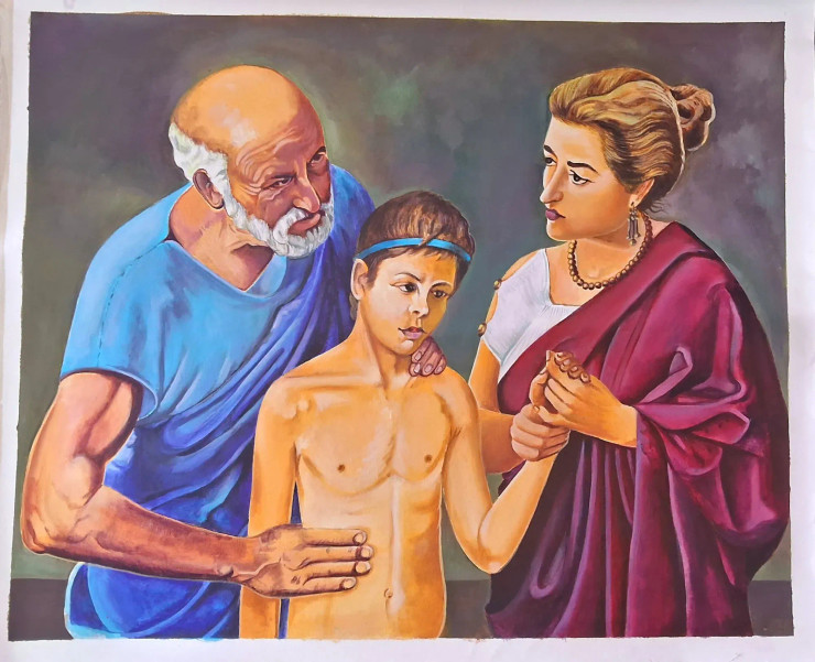 Hippocrates By Robert Thom Painting (ART-15545-102089) - Handpainted Art Painting - 40in X 32in