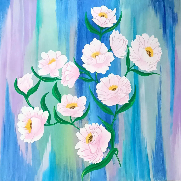 Flower Painting (ART-15598-102418) - Handpainted Art Painting - 26in X 25in