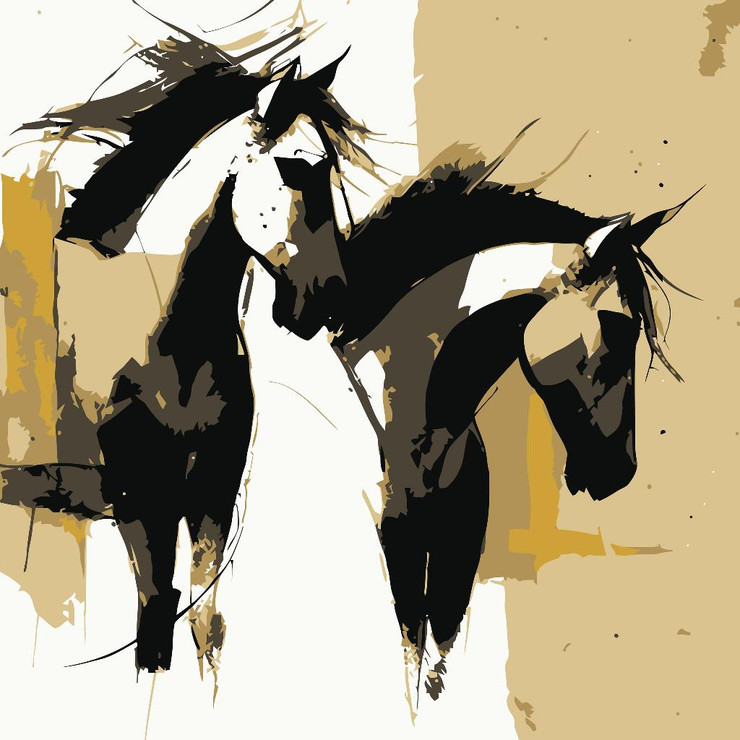 Abstract Horses  (PRT_15780) - Canvas Art Print - 33in X 33in