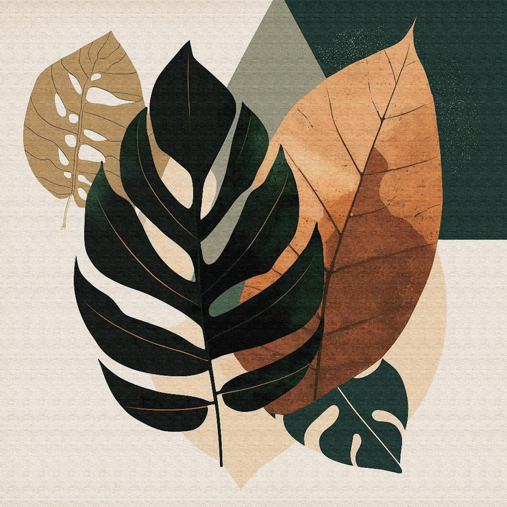Minimalistic Leave Art  (PRT_15797) - Canvas Art Print - 33in X 33in