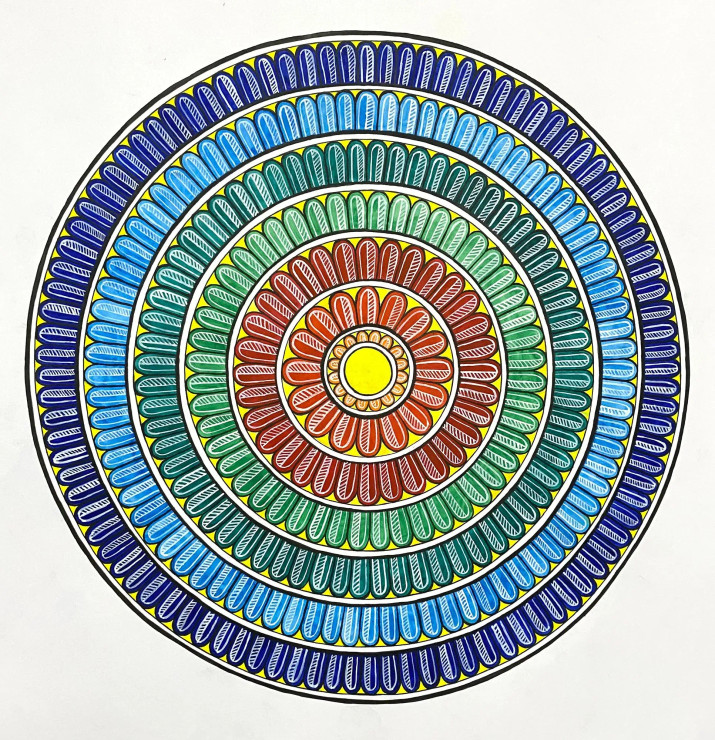 Colourful Mandala (ART-15599-102480) - Handpainted Art Painting - 14in X 14in
