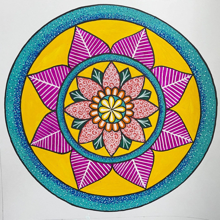 Contrasting Colors (ART-15599-102440) - Handpainted Art Painting - 10in X 10in