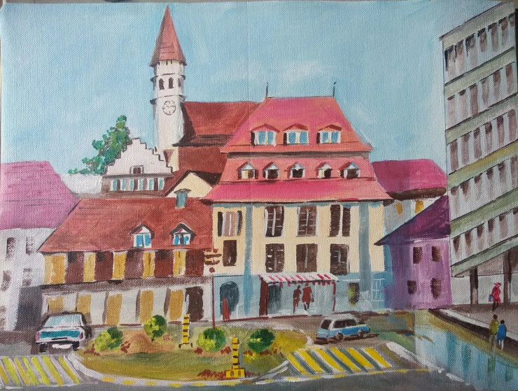Landscape (ART-8343-102535) - Handpainted Art Painting - 16in X 12in