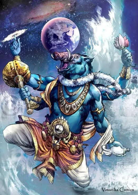 Varahaavtar Dashaavatar (PRT-6845-102571) - Canvas Art Print - 25in X 36in