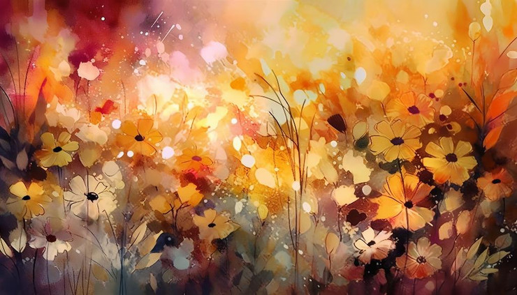 Autumn Floral (PRT_15881) - Canvas Art Print - 34in X 19in