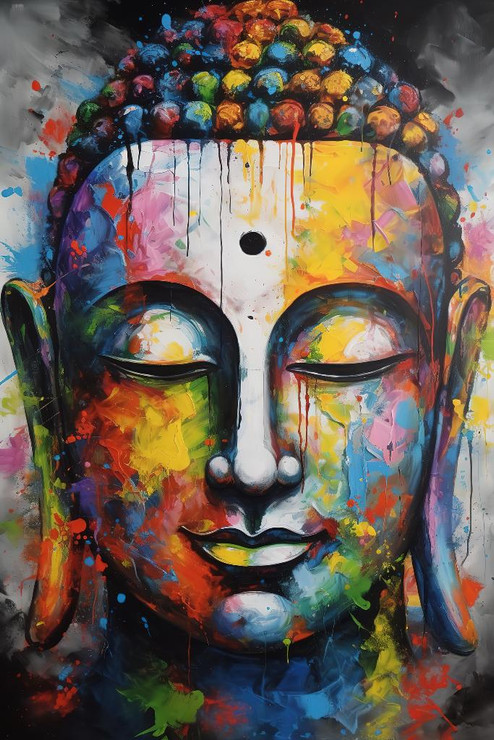 Buddha Face  (PRT_15875) - Canvas Art Print - 17in X 25in