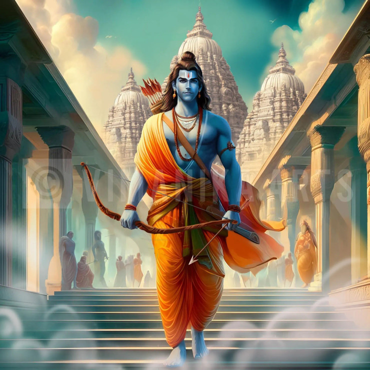 Shri Ram Ram Mandir 2 (PRT-6845-102613) - Canvas Art Print - 30in X 30in