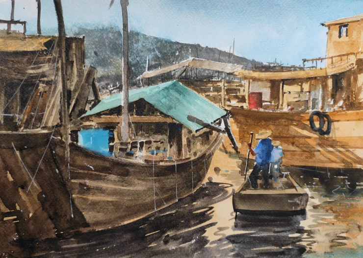 Boat (PRT-7901-102682) - Canvas Art Print - 12in X 9in