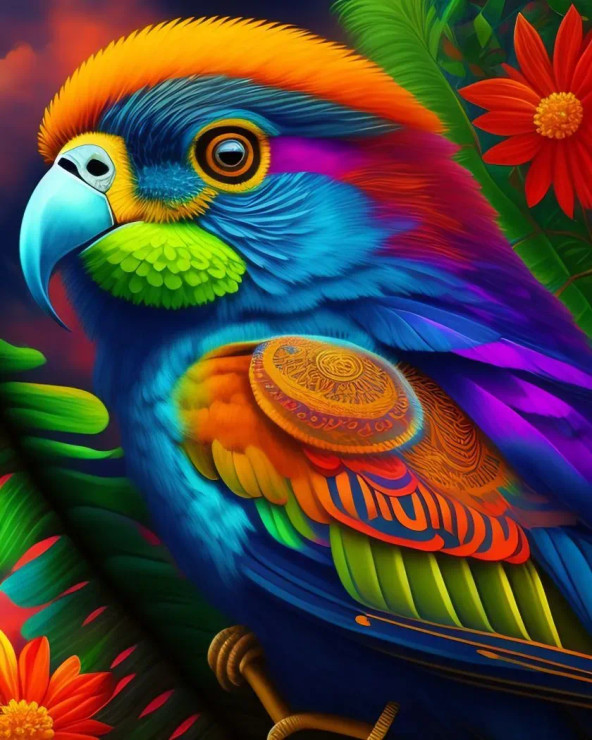 Parrot Colorful (PRT-7809-102710) - Canvas Art Print - 10in X 12in