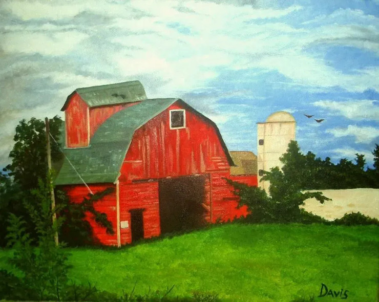 American-red-barn (PRT-15633-102748) - Canvas Art Print - 36in X 29in