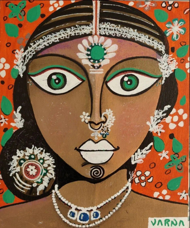 Tribal Lady(White Lips) (PRT-8079-102820) - Canvas Art Print - 20in X 24in