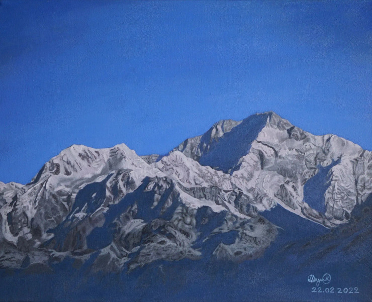 Divine Altitudes: Kanchenjunga's Splendor (PRT-15616-102823) - Canvas Art Print - 24in X 19in