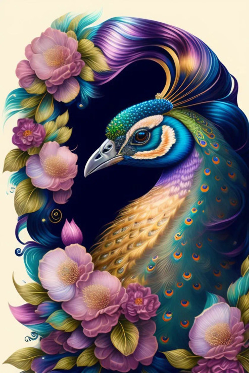 Peacock-is (PRT-7809-102807) - Canvas Art Print - 8in X 12in