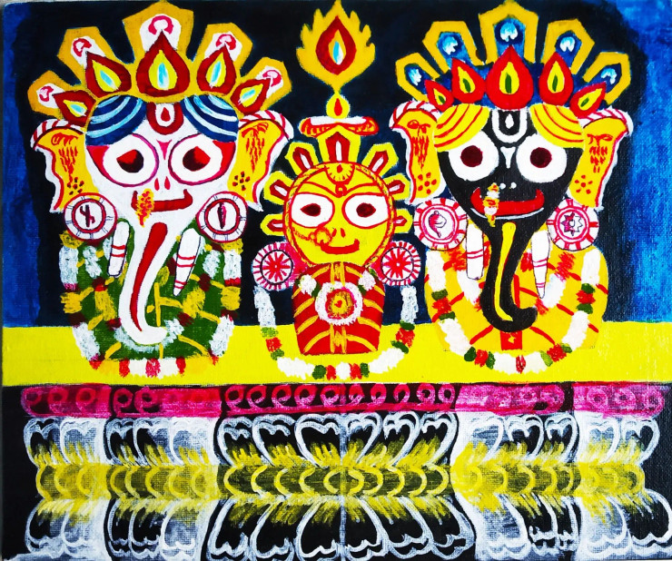 Gajanan Besha (Hati Besha) (ART-15652-102795) - Handpainted Art Painting - 12in X 10in