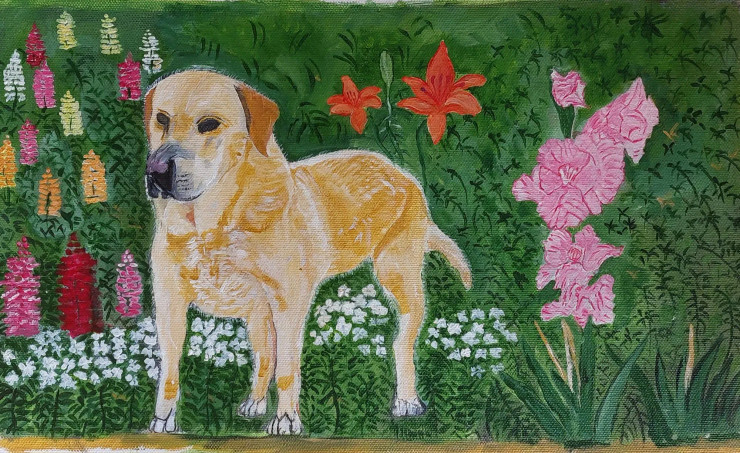 The Labrador (ART-2419-102926) - Handpainted Art Painting - 14in X 9in