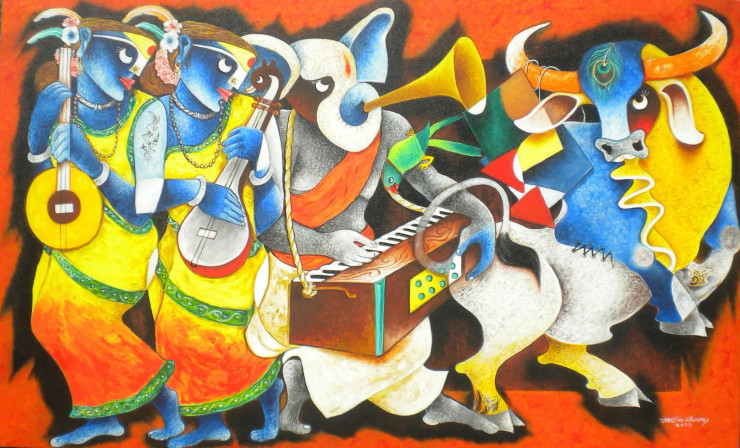 Music And Dance (ART-1770-102985) - Handpainted Art Painting - 60in X 36in