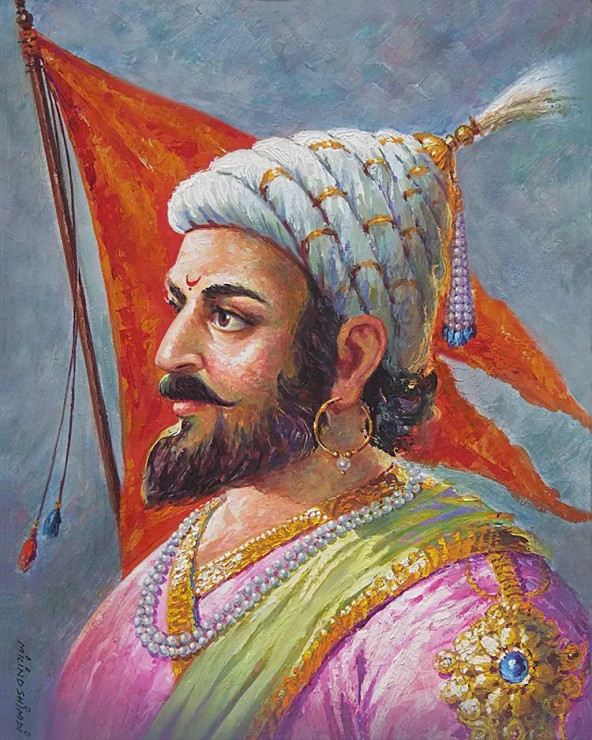 Shivaji Maharaj Portrait 002 (PRT-15659-103058) - Canvas Art Print - 19in X 24in
