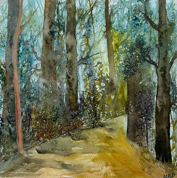 In The Middle Of Forest (ART-8841-103065) - Handpainted Art Painting - 11in X 11in