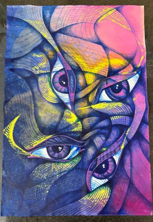 I SEE YOU (ART-8691-103102) - Handpainted Art Painting - 24in X 36in