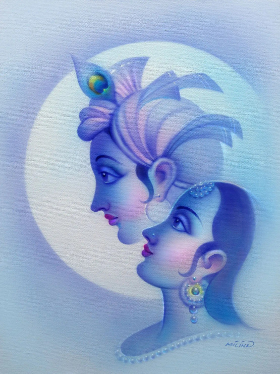 Radha Krishna 003 (PRT-15659-103177) - Canvas Art Print - 18in X 24in