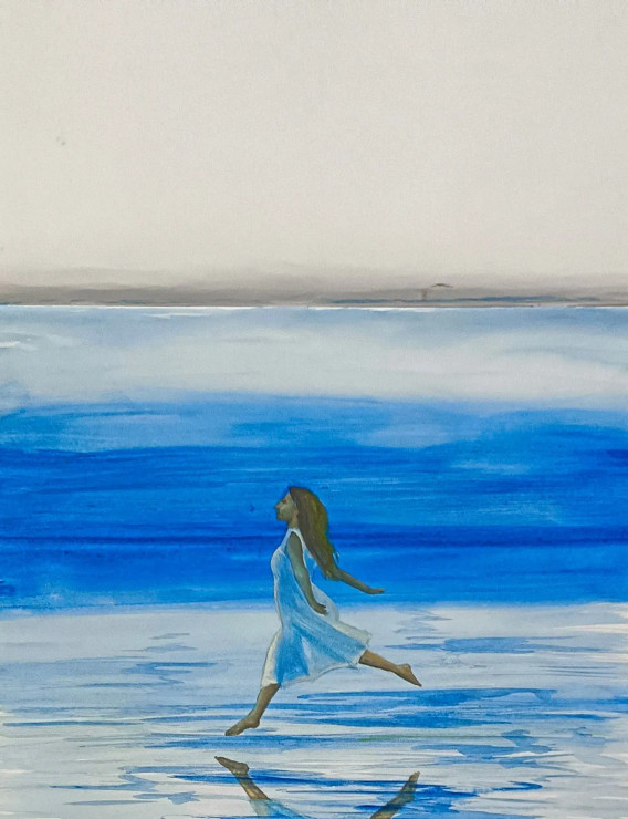 OCEAN AND ME (ART-398-103229) - Handpainted Art Painting - 11in X 16in