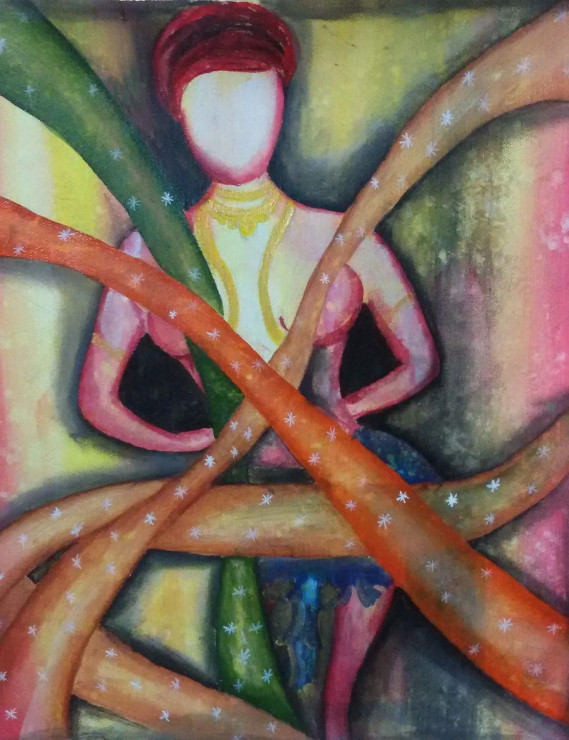 Dance Form (ART-2828-103374) - Handpainted Art Painting - 13in X 16in