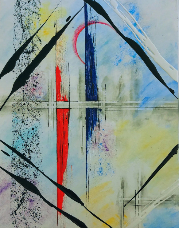 Crossing Bridges To New Adventures. (ART-15781-103352) - Handpainted Art Painting - 24in X 30in