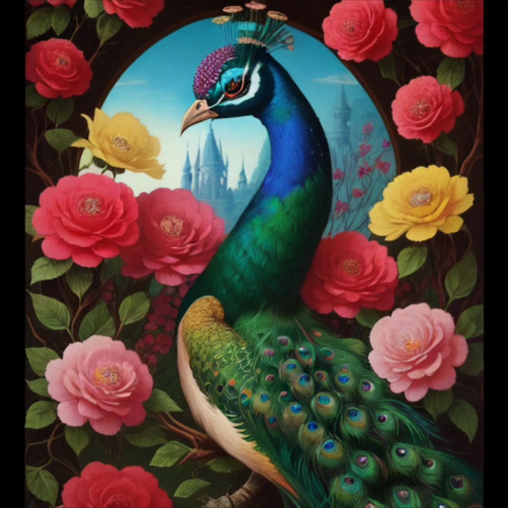 Peacock12 (PRT-9087-103578) - Canvas Art Print - 24in X 24in