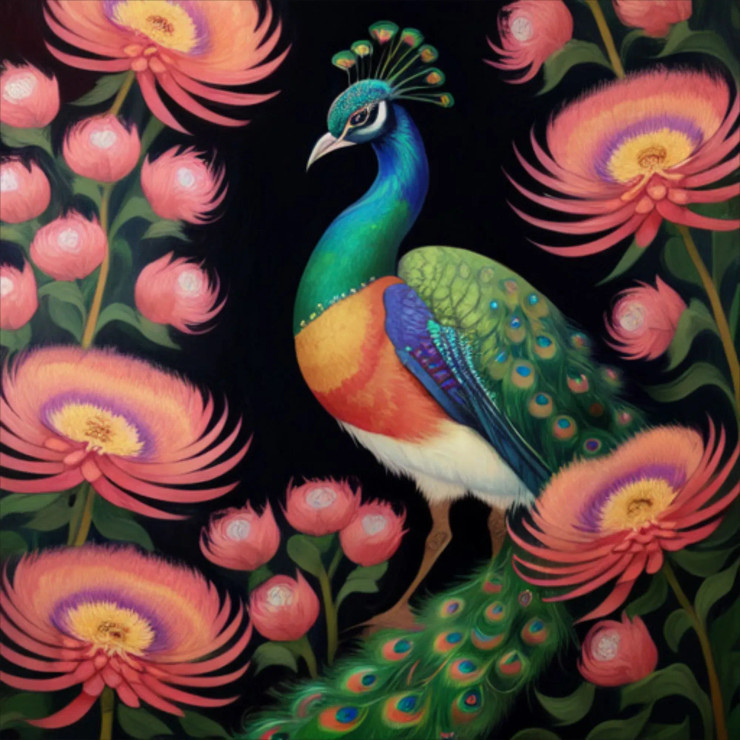 Peacock24 (PRT-9087-103591) - Canvas Art Print - 24in X 24in
