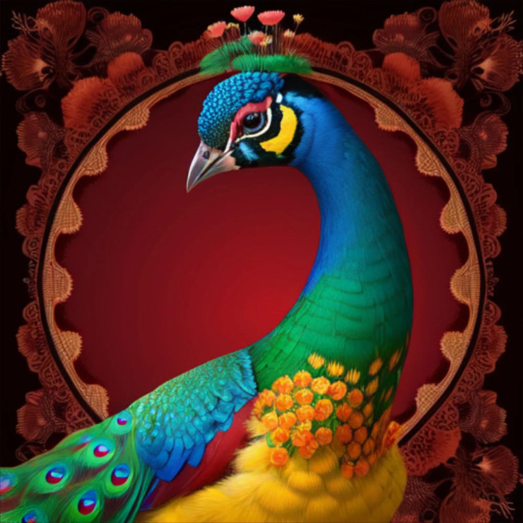 Peacock28 (PRT-9087-103595) - Canvas Art Print - 24in X 24in