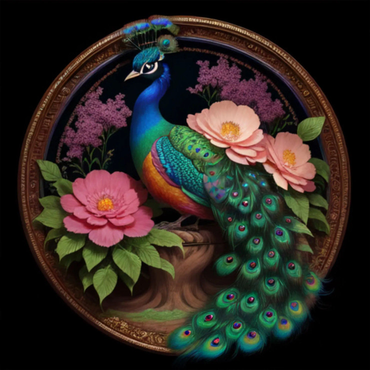 Peacock8 (PRT-9087-103572) - Canvas Art Print - 24in X 24in