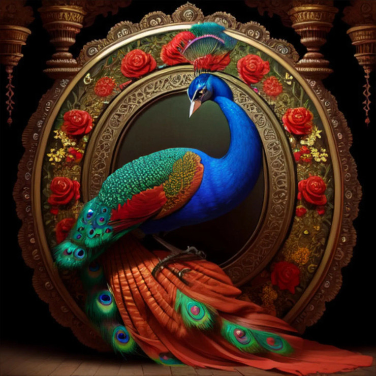 Peacock37 (PRT-9087-103604) - Canvas Art Print - 24in X 24in