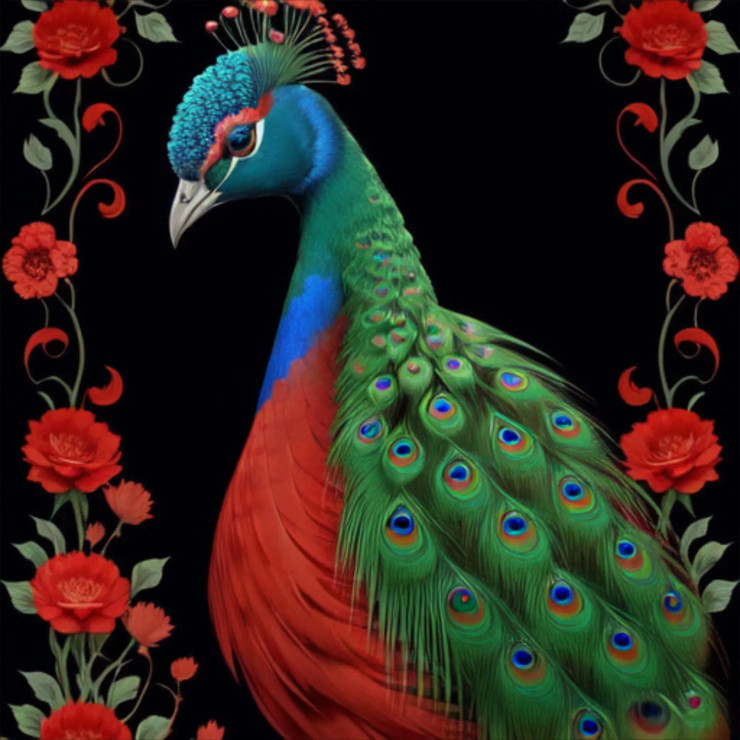Peacock39 (PRT-9087-103606) - Canvas Art Print - 24in X 24in
