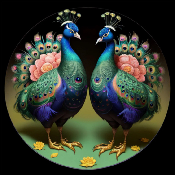 Peacock45 (PRT-9087-103613) - Canvas Art Print - 24in X 24in